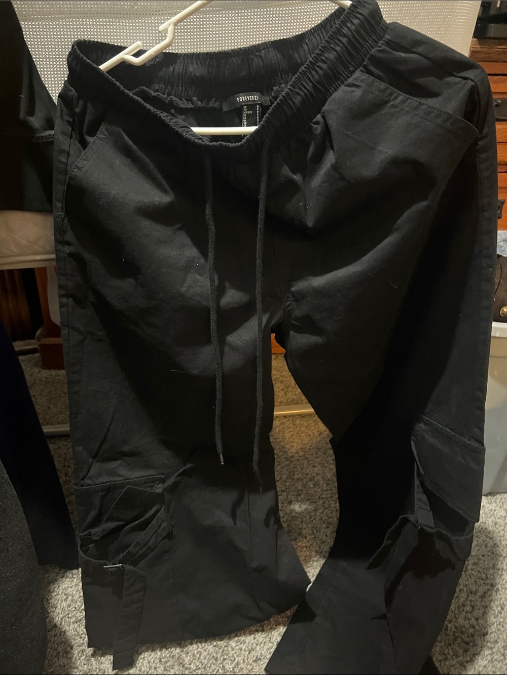 Forever 21 Black Women's Cargo Drawstring Pants